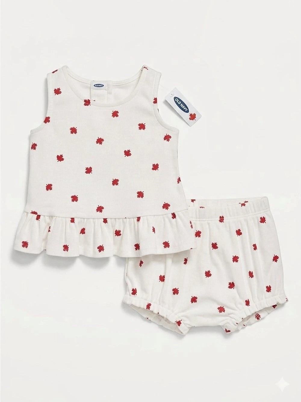 Canada Red Maple Leaf Top & Shorts Set Baby Girl 0-3 Months NWT Old Navy